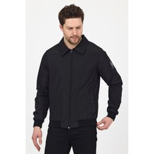 Level High Erkek Siyah Basic Bomber Ceket – Mevsimlik Fermuarlı
