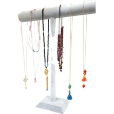 Megass Dekor Uzun Süet Gri Tesbih - Kolye Sergileme Standı