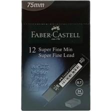 Faber-Castell Süper Fine Kurşun Kalem Ucu (Min) T. Black 0.7mm 2B 75mm 24 Lü Tüp x 12 Li Kutu