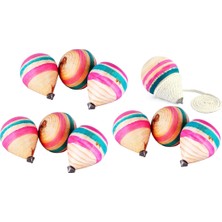 10 Adet Ahşap Nostaljik Topaç ve 20 Metre Ip Seti