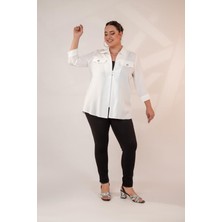 Roxxlen Kadın Büyük Beden Fermuar Detaylı Gömlek 111967