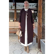 Rabia Şamlı Sinem Çelik Örme Triko Hırka Acı Kahve