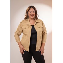 Roxxlen Büyük Beden Çıtçıt Gabardin Ceket