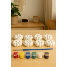 Lunora Design Taş Tozu Balkabağı Boyama Seti – 8 Adet Figür + 6 Renk Boya + Fırça | Hobi & Aktivite Seti