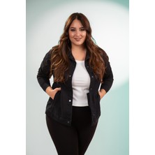 Roxxlen Büyük Beden Çıtçıt Gabardin Ceket