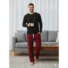 Pijaluks Pijalüx Tek Alt Ekose Kalın Poplin Kışlık Ev Pantalonu