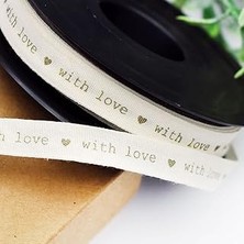 Tuncel Store Bimotif Pamuk Şerit, With Love, 1 cm 5 Metre