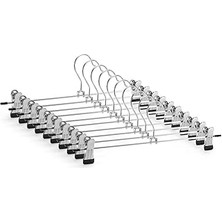 Tuncel Store Busstier 10'lu Metal Etek Pantolon Askısı, Kaydırılabilir Kaydırmaz Klipsli Mandallı Askı, Pa