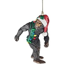Tuncel Store Toscano Bigfoot, Noel Yeti Sabta'nın Şapkalı Komik Noel Ağacı Dekorasyonu, Poliresin, Tam Re