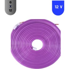 Powerr Led Aydınlatma 12 Volt 6X12 mm Esnek Neon LED Mor 5 Metre