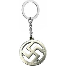 Herşey Nota Yuvarlak Model Gri Kadim Şans ve Bereket Sembolü Figürlü Unisex Anahtarlık