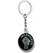 Herşey Nota “no Pasarán” Yazılı Yumruk Figürlü Siyah Unisex Anahtarlık – Direniş, Cesaret ve Özgürlük Simgesi