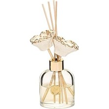 Tuncel Store 130 ml Elips Cam Şişe Seramik Çiçek Taşlı Bambu Çubuklu Dark Amber Oda Kokusu