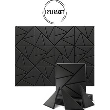 Walter White 12'li Siyah Duvar Karoları Dekoratif Isı Yalıtım, Ses Yalıtım Yapışkanlı Duvar Deseni Ev, Stüdyo,ofis Için 23x23