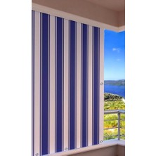 Ceylan Home Balkon Perdesi Kuş Gözü Ölçü Seçenekli Mavi Beyaz Çizgili