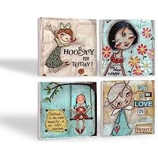 Storemax Mutlu Kız Taş Bardak Altlığı Seti - 4 Parça - Dekoratif, Rustik Mutfak Aksesuarı, 10X10 Cm, Kaydırmaz Tabanlı, Şık ve Dayanıklı SC147