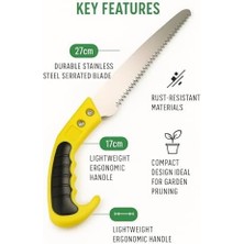 Storemax Budama Testeresi, 27 cm Paslanmaz Çelik Dişli Bıçak, 17 cm Ergonomik Saplı, Ağaç Dalları ve Bahçe Budama Işleri Için El Testeresi, Hafif ve Dayanıklı Yapı