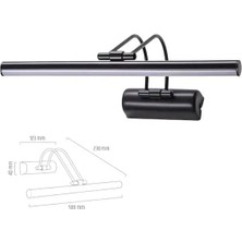  9w 50cm siyah flüt aplik 6500k beyaz ışık