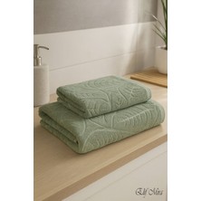 Elif Mira Banyo & Yüz Havlusu Seti Dokulu %100 Pamuk 90X150 + 50X90 cm – Foliva