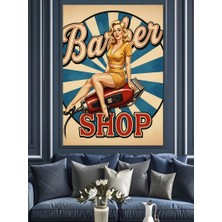 Karizma Tablo Retro Berber Dükkanı Reklamı Dekoratif Kanvas - Mdf Ahşap Tablo