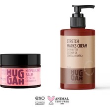 Huggah Organik Doğal Çatlak Önleyici Cilt Bakım Kremi 180ML + %100 Doğal Göğüs Ucu Bakım Balmı 50 ml Set