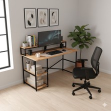 Tridihome Çalışma Masası Kitaplıklı Raflı Metal Ayaklı Ev Ofis Genç Öğrenci Bilgisayar Masası