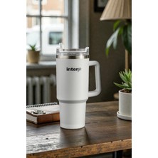 Chance Gift Büyük Çelik Termos Günlük Kullanıma Uygun Pipetli Kulplu Soğuk Sıcak Içecek Termos 1 Litre