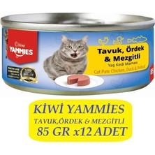 Kiwi Yammies Kiwi KCM-50392 Tavuk-Ördek-Mezgitli Kedi Konservesi 12 Adet x 85GR