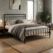 Unimet Odin Metal Karyola - Siyah - Konik Geçme - Konfor Destekli Latalı - 140x190/140x200/160x200/180x200