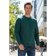Remsa Erkek Içi Şardonlu Bisiklet Yaka Pamuklu Sweatshirt 0319 Zümrüt Yeşil