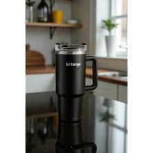 Chance Gift Büyük Çelik Termos Günlük Kullanıma Uygun Pipetli Kulplu Soğuk Sıcak Içecek Termos 1 Litre