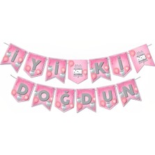 Düvenci Ticaret Zikzak Banner Ofset Pembe Gümüş İyi Ki Doğdun