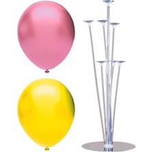 Düvenci Ticaret 7 Çubuklu Balon Standı + 40 Adet Balon ( Pembe - Sarı )