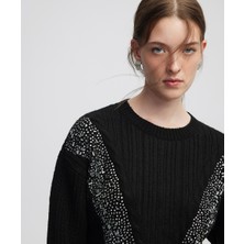 İpekyol Hotfix Baskılı Saç Örgülü Triko IW6250050579001