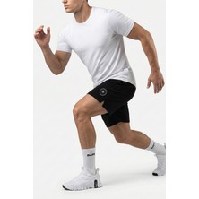 Bafk NO FEAR Siyah, Dokuma, Esnek ve Terletmez Erkek Spor Şort