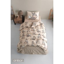 Anılsan Sevimli Tavşan Desenli Baskılı Çocuk Nevresim Takımı Tek Kişilik Yumuşak Pamuklu Kumaş