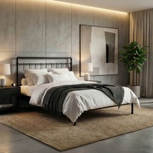 Unimet Odin-S Metal Karyola - Siyah - Konik Geçme - Konfor Destekli Latalı - 140x190/140x200/160x200/180x200
