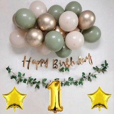 Düvenci Ticaret Çıtıpıtıstore Küf Yeşili 1 Yaş Doğum Günü Balon Seti