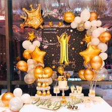 Düvenci Ticaret Çıtıpıtıstore Kral Taçlı 1 Yaş Doğum Günü Balon Konsepti