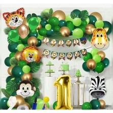 Düvenci Ticaret Çıtıpıtıstore 1 Yaş Safari Temalı Folyo Lüks Zincir Balon Seti