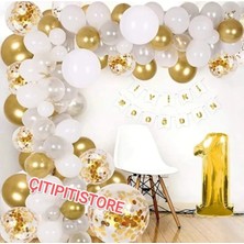 Düvenci Ticaret 1 Yaş Balon Zinciri Seti Gölge Altın Balon Dekorasyon