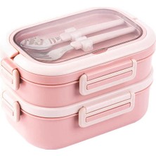 Vagonlife Çelik Yemek Kabı 2 Katlı Lunch Box 1330ML - Pembe