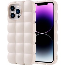 Ankayan Teknoloji Apple iPhone 14 Pro Max Kılıf Parlak Esnek Silikon Anky Dom Dom Kapak-Beyaz