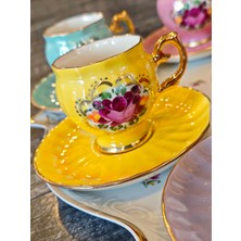 Manushum El Boyama Porselen Beyzade Kahve Fincanı-Sarı 1 Adet