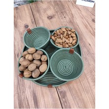 Flz Life Hasır,Jüt,5 Parça, Sunum Çerez Takımı , Sunum Kabı Tepsili