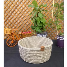 Flz Life Jüt Hasır El Dokuma Çok Amaçlı Sepet Makyaj Banyo ve Mutfak Organizeri