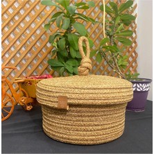 Flz Life Jüt Hasır El Dokuma Çok Amaçlı Sepet Makyaj Banyo ve Mutfak Organizeri