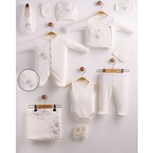 Eda Baby Ithal Dantelli 10'lu Organik Hastane Çıkış Seti %100 Pamuk Yenidoğan Kız Bebek