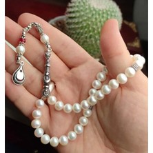 Altınsoy Tesbih %100 Doğal Gerçek Inci 925 Ayar Özel Gümüş Tasarımlı Ahşap Özel Kutulu