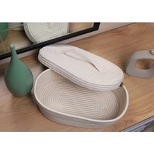Flz Life Jüt Hasır Sepet Oval Kapaklı Organizer 30X20X10